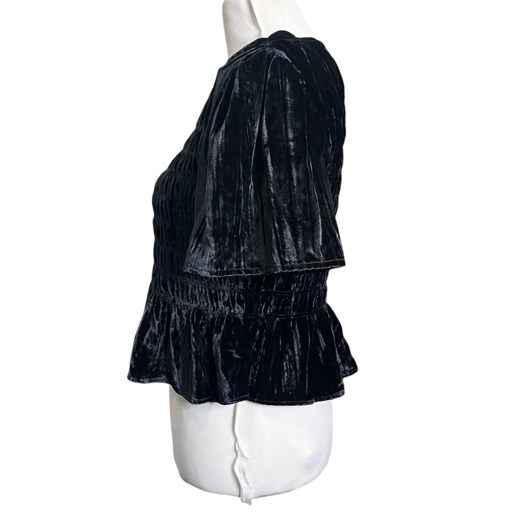 Rails Rosie Smocked Top New Women's Small Black Velvet Date Night Party Chic - Picture 3 of 10